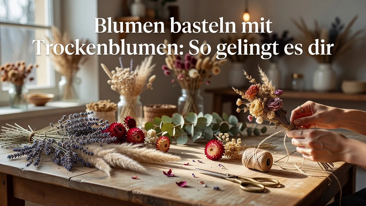 Professional header image for step-by-step guide: Blumen basteln mit Trockenblumen: So gelingt es dir